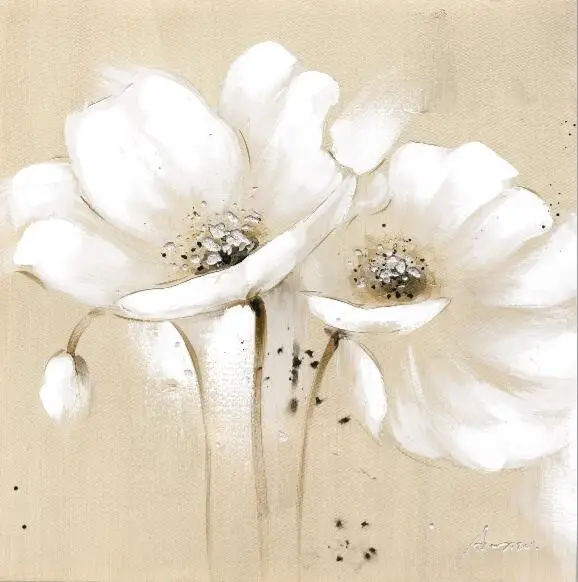 Large Flowers Canvas Art Wall Paintings Home Decor White Abstract