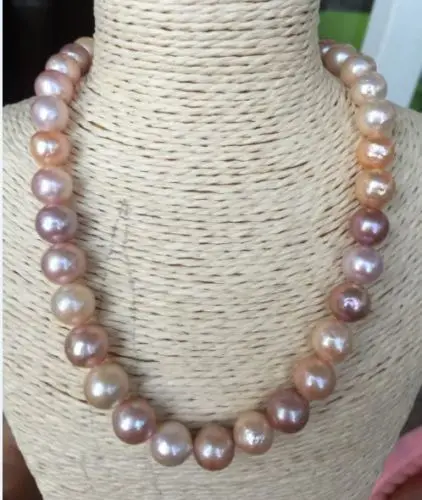 

Free Shipping >>>>> gorgeous10-11 mm south sea gold pink lavender multicolor pearl necklace 18"14k