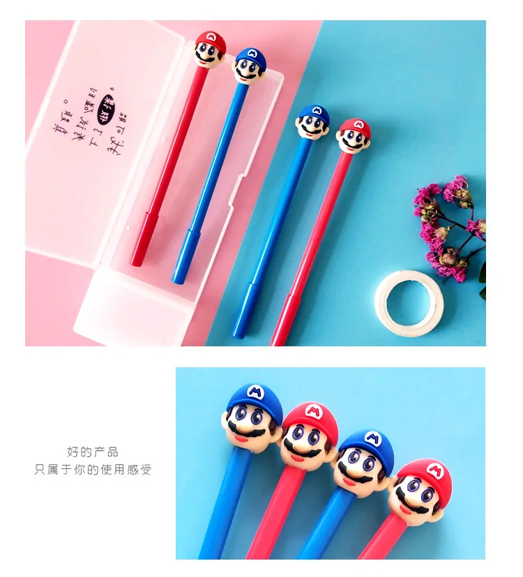 Milímetros de Tinta Relativo à Promoção Lote Super-marie Mario Caneta Gel Bonito 0.5 Preta Assinatura Escrita Escolar Escola Suprimentos Presente 36 Pçs - 6 Material escolar e de escritório