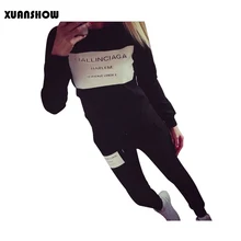 XUANSHOW Fashion Women Sportswear Autumn Winter Printed Letter Tracksuits Long sleeve Casual Suit Costumes Mujer 2