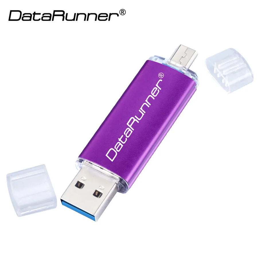 DataRunner USB флеш-накопитель OTG 2 в 1 USB3.0 и микро-порт флеш-накопитель 32 Гб 64 Гб 128 ГБ 256 ГБ высокоскоростные флеш-накопители cle USB флеш-накопитель - Color: Purple