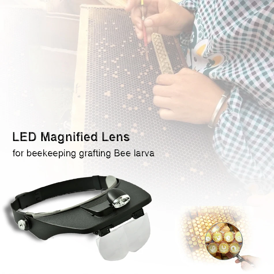 Brand-Benefitbee-Beekeeping-LED-Light-Magnified-Lens-Wear-Beekeeping-Equipment-Apicultura-Use-for-Bee-Marker-Bee.jpg Márka Benefitebee Méhészet Led Leghfilt Lenge Lensés Meakezőképesség Apicultura Használat Mee Markák Marks Szók - Image 3