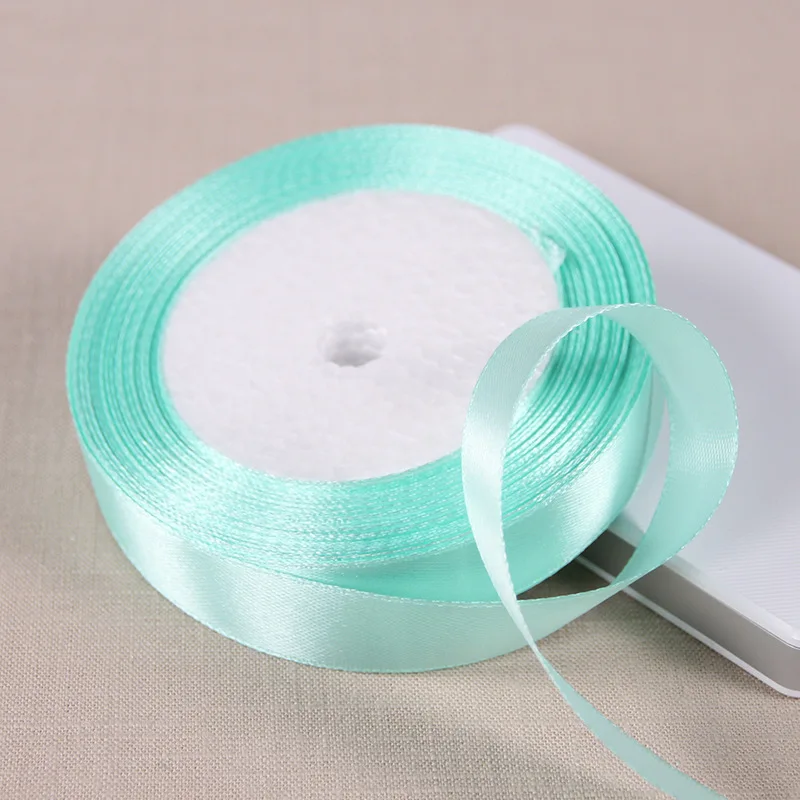 Aqua Green Silk Satin Ribbon Wedding Decorative Gift Wrap Accessories DIY Handmade Material 25Yards 6/10/15/20/25/40/50mm