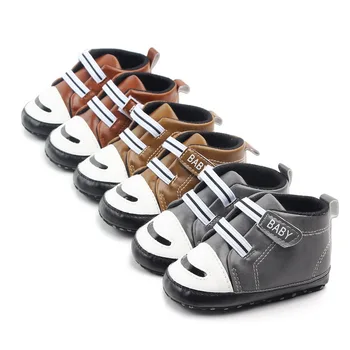 

DHL 50pair Pu Leather Hook & Loop Baby Shoes Cotton Sole Infrant Toddler Baby Boy Shoes For 0-18 Months First Walkers