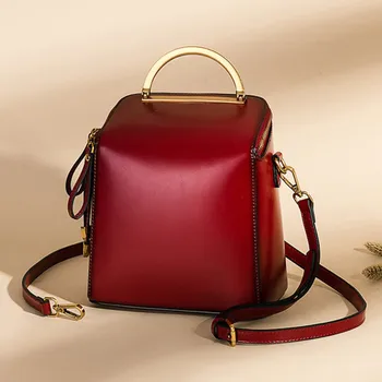 

QINRANGUIO Genuine Leather Women Backpack 100% Cow Leather Backpack Women 2020 Fashion School Bags for Teenage Girls Mochila