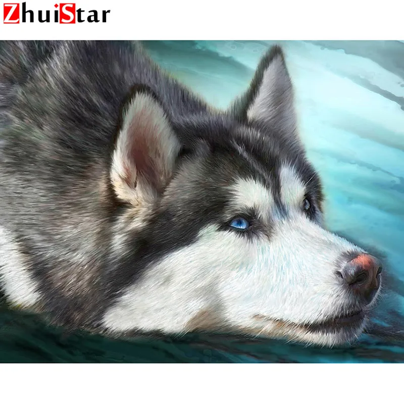 

5D DIY diamond painting full square stitch mosaic cute dog siberian husky embroidery sale rhinestone painting accessories WHH