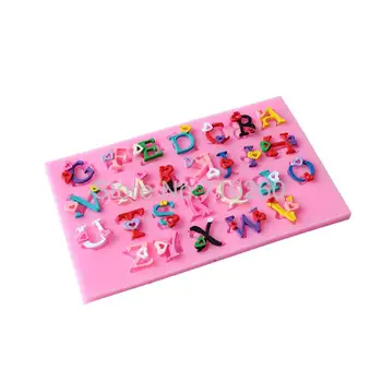 

1PC Silicone 26 Alphabet with heart Shape Cake Decorating Tools Letter Mold Chocolate Silicone mold D093