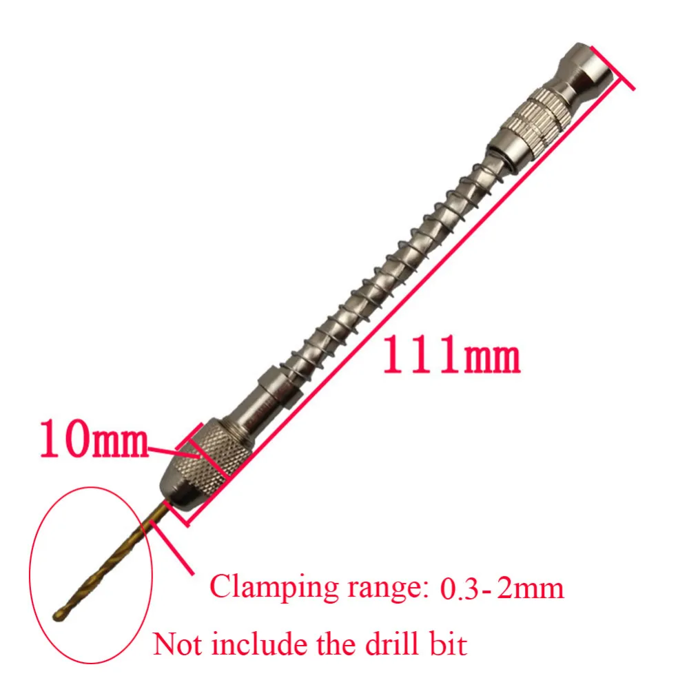 Semi-Automatic Mini Manual Hand Drill Aluminum Spiral Hand Manual Push Chuck Twsit Micro Drill Bit 0.3-2mm Wood Model Manual