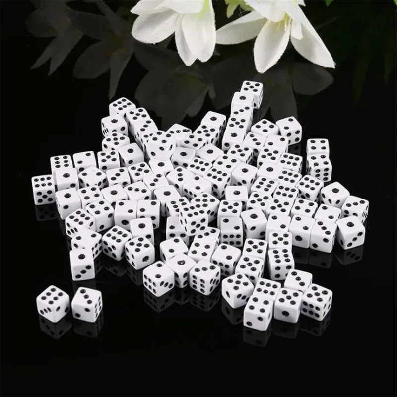 Game dice 100Pcs Mini Small D6 Dice 5mm 8mm 10mm 12mm 14mm 16mm Square Angle Black Point For Board Games