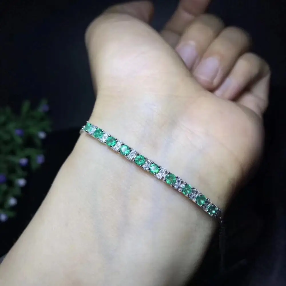 LuxuryEmeraldBraceletColombiaNaturalEmerald925Sterlingsilver