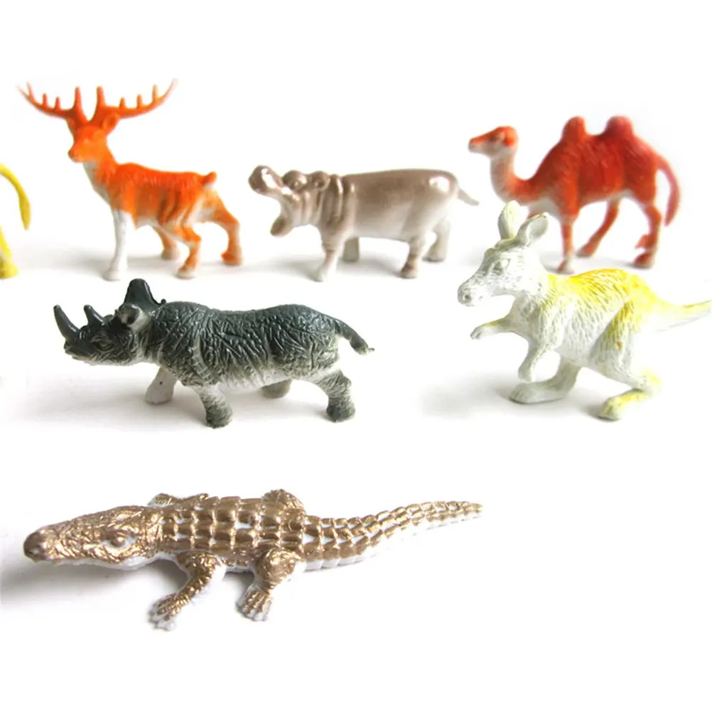 8PCS/set Plastic Zoo Animal Figure Leopard Hippo Giraffe Tiger Lovely Animal Toys Set Gift For Kids