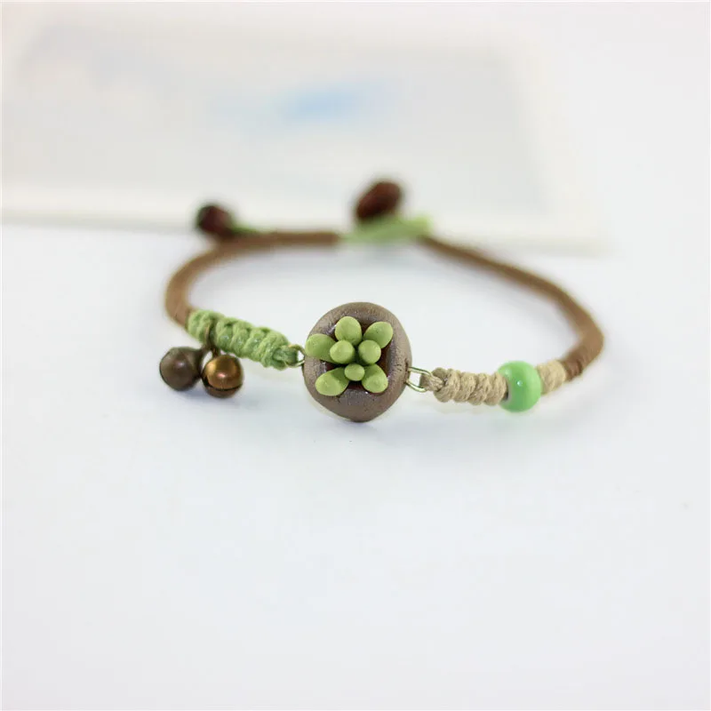 

Fashion sweet succulent plants ceramics soft bracelets handmade original summer women's jewelry Valentine's Day gift