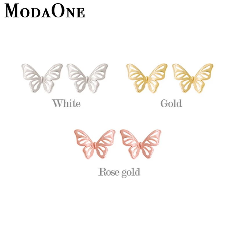 

3 Colors Rose Gold Elegant Butterfly 925 Sterling Silver Earrings For Women Simple Small Jewelry For Girl Wholesale oorbellen