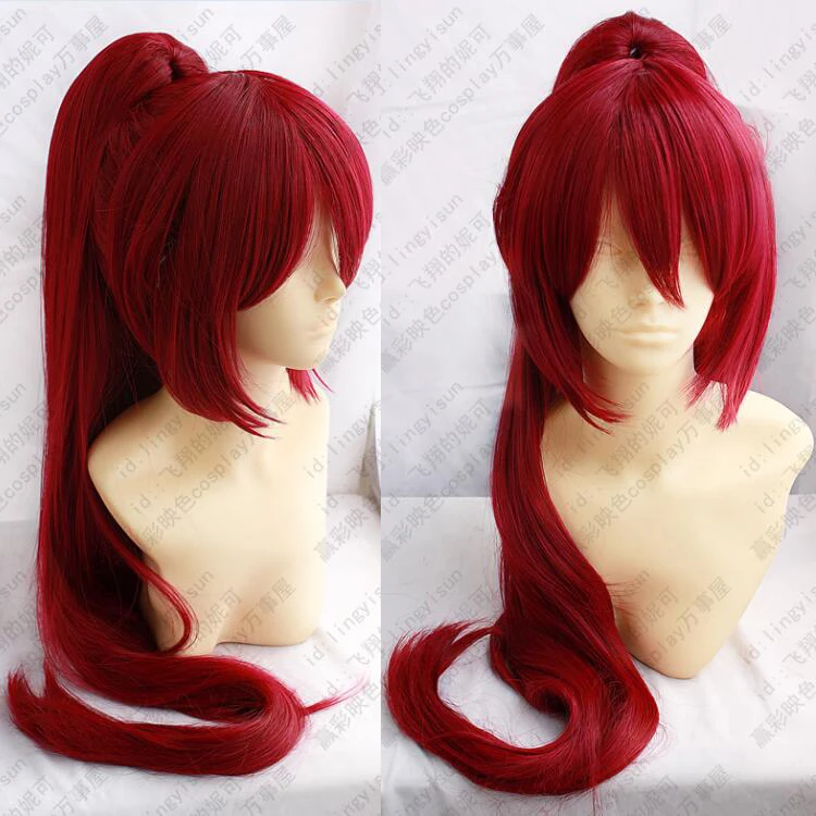 New Puella Magi Madoka Magica Kyoko Sakura Long red Cosplay Wig clip ponytail