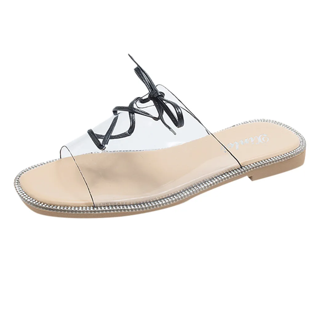 

SAGACE Fashion Ladies Slipper Flat with Shoes Fashion Ladies Flat Transparent Strap Slippers Casual Shoes Open Toe Beach Shoes