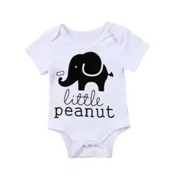 Милая Одежда для новорожденных мальчиков и девочек С Рисунком Слона; хлопковый комбинезон с короткими рукавами; комплект одежды с героями