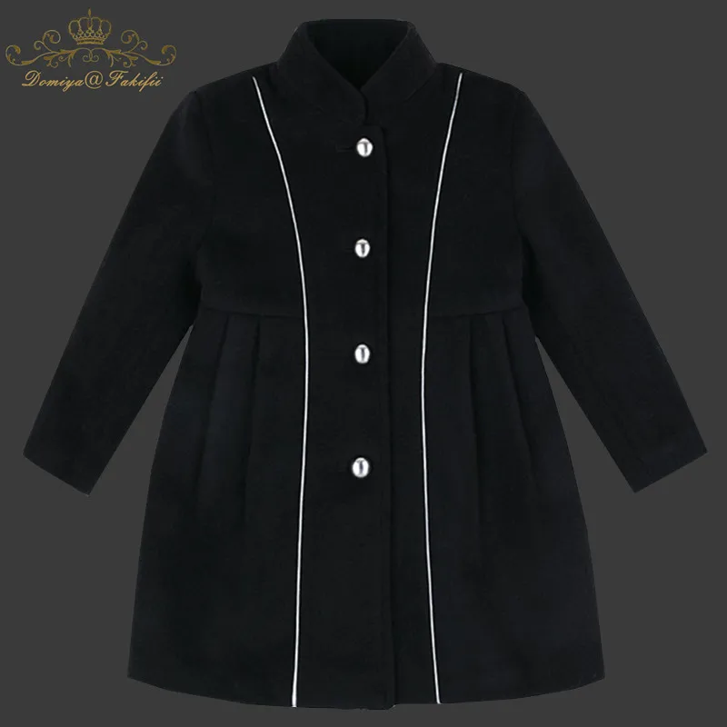 

Girls Coats and Jackets Kids 2018 Autumn Winter Children For Girls Clothes Black Woolen Coat Removable Fur Outerwear For 2-10Y