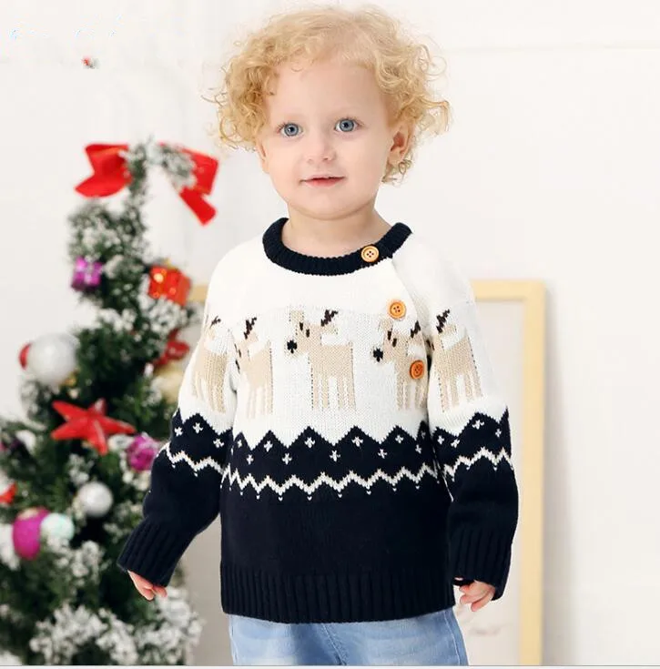 Свитер для мальчиков; зимний детский Рождественский свитер с оленем; вязаный детский свитер; кашемировый свитер для маленьких девочек; Детские кардиганы для мальчиков