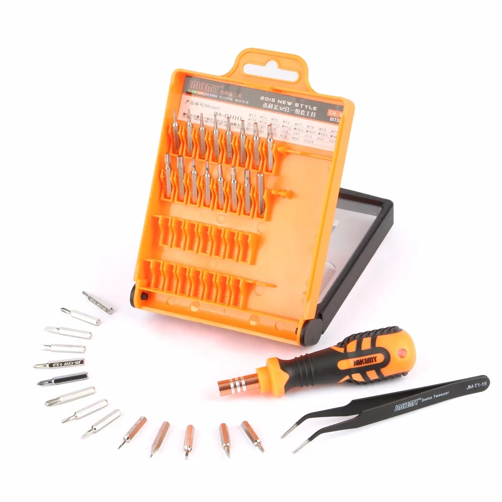 

JAKEMY 32 in 1 Mobile Phone Repair Tools Kit Multipurpose Precision Hardware Screwdriver Hand Tools Set for iPhone PC Laptop