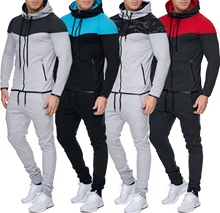 ZOGAA Mens Track Suit Casual 2 Piece Set Fashion Color Block Hooded Sportswear Sweatsuit For Male Survetement Men Sportsuit ZOGAA Mens Track Suit Casual 2 Piece Set Fashion Color Block Hooded Sportswear Sweatsuit For Male Survetement Men Sportsuit