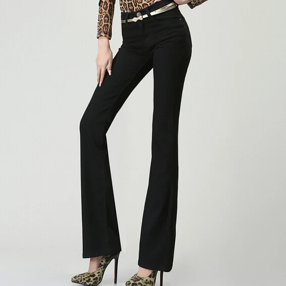 

2017 spring and autumn micro speaker high waist jeans female black trousers Slim hip stretch pants