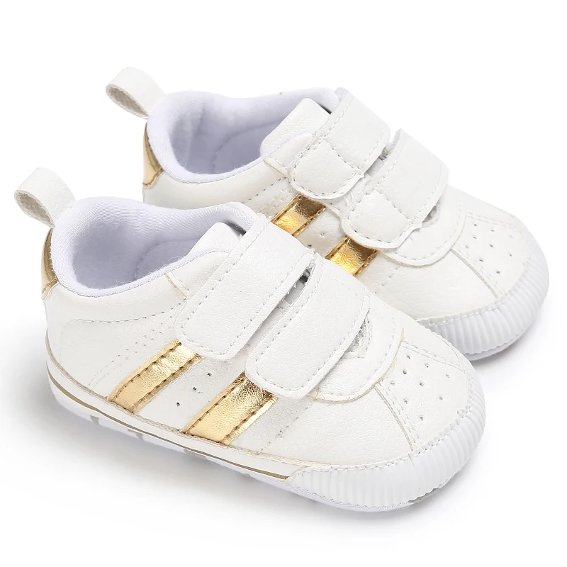 Модные белые детские кроссовки с мягкой подошвой для новорожденных мальчиков и девочек; детская обувь для кроватки; Размеры 0-18 месяцев