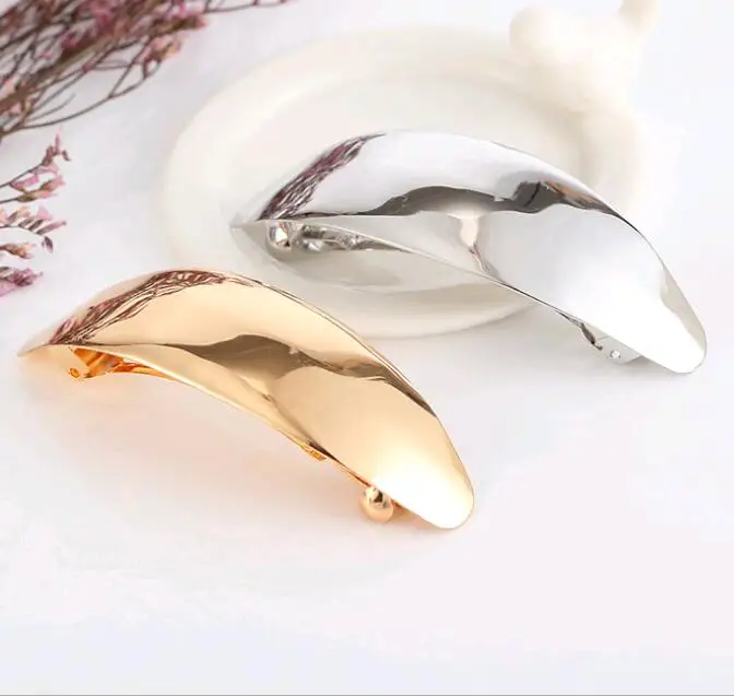 H41-002 12pc/lot quality smooth surface women gold and silver metal hair barrette | Украшения и аксессуары