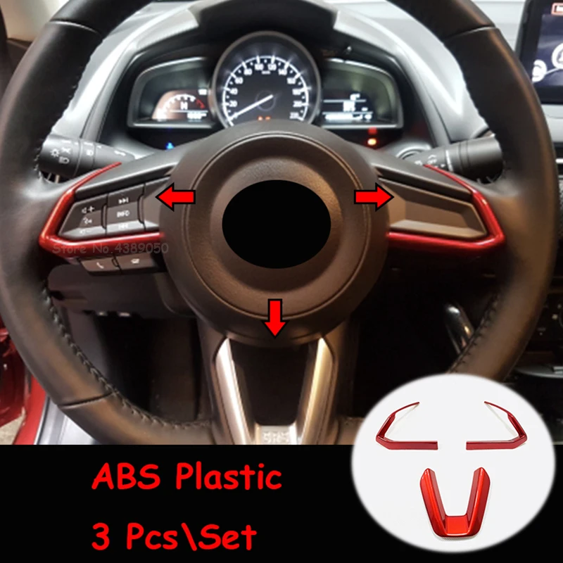 

For Mazda 2 Demio / Mazda CX3 CX-3 2018 ABS Plastic Car Steering wheel Button frame Cover Trim Car styling Accessories