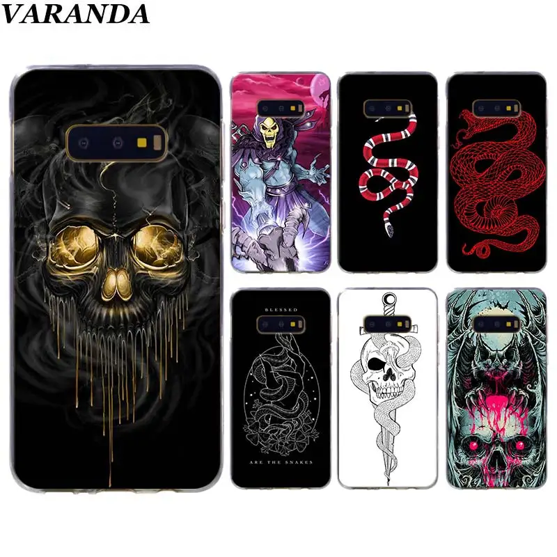 

Black Snake Skull Phone cases for Samsung Galaxy S10 Plus S10e S8 S9 Plus S6 S7 edge A50 Note 8 9 TPU Soft Silicone case