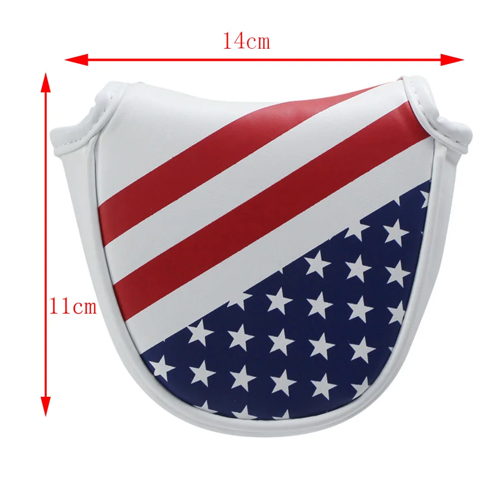 Golf Mallet Head Cover Putter Cap with Magnetic Closure American Style Pattern Semi-circular Golf Protective Putter Caps Golf Mallet Head Cover Putter Cap with Magnetic Closure American Style Pattern Semi-circular Golf Protective Putter Caps