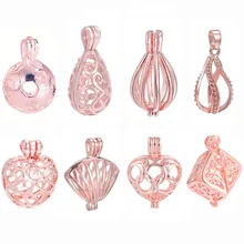 Стеклянная жемчужная клетка цвета розового золота медальон ароматерапия с парфюмом эфирное масло диффузор ожерелье медальон кулон для DIY ювелирных изделий