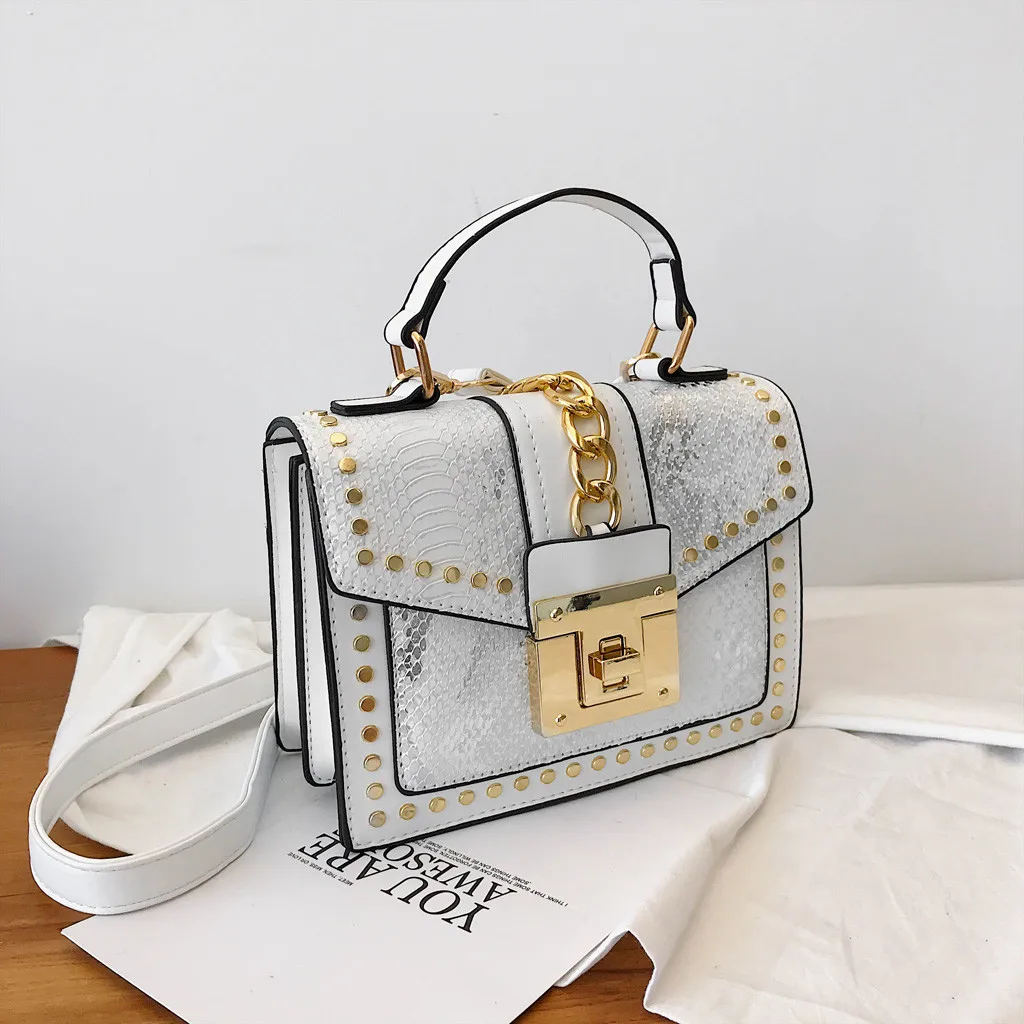 Женские Ретро змеиные сумки через плечо сумка на плечо сумки с ручками роскошные сумки женские сумки дизайнерские Самые низкие цены - Цвет: White