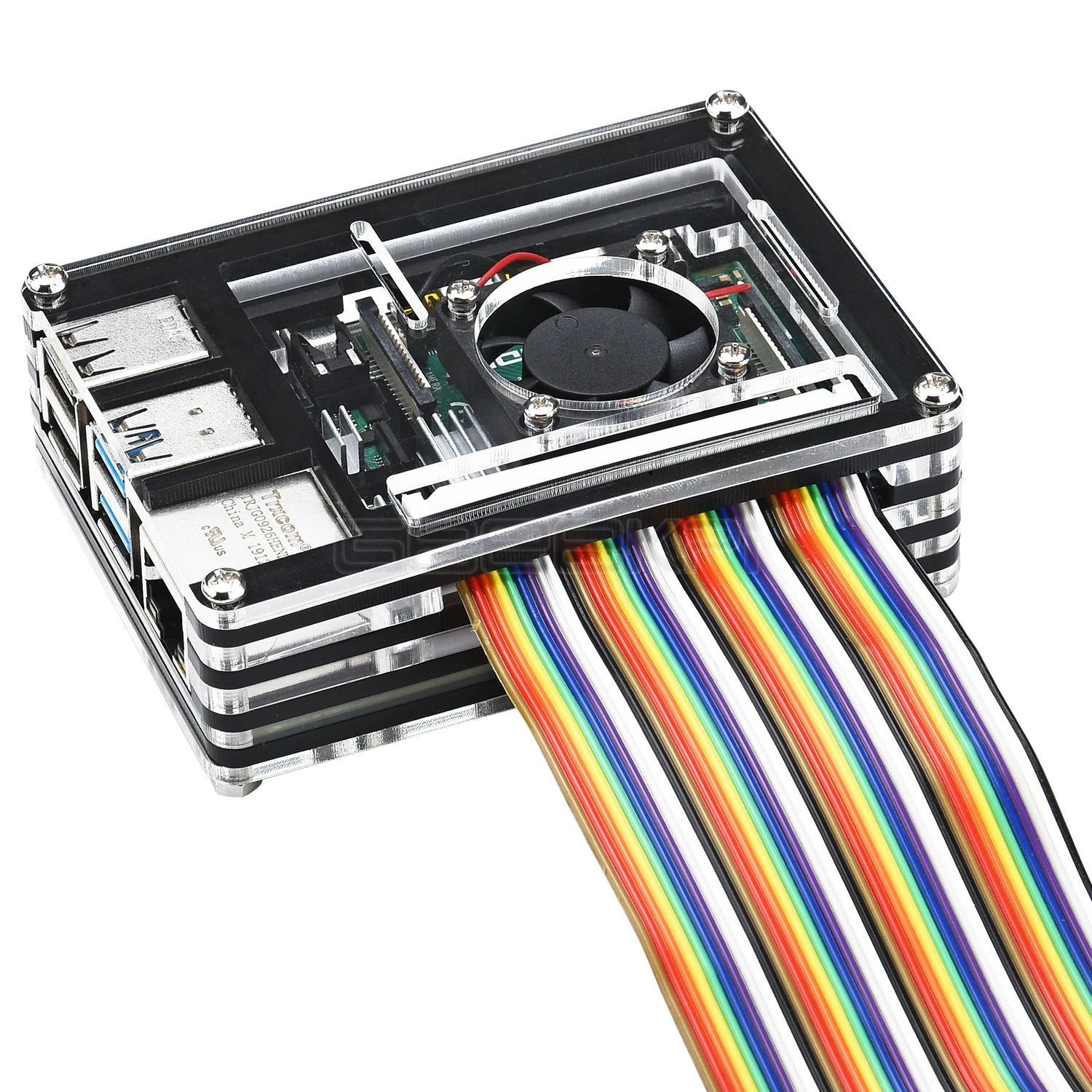 Акриловый прозрачный/прозрачный и черный чехол GeeekPi для Raspberry Pi 4 Модель B с