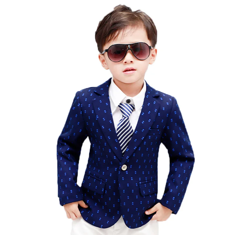 New Design Boys Dots Print Blazers Kids Fashion Spring Blazer Jacket for Boys Children Formal