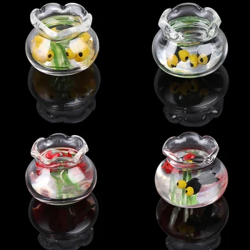 

Transparent Glass Fish Tank Aquarium Dollhouse Home Ornaments Kids Toys Doll Toy Gift Pretend Play Furniture Toys 1:12 Miniature