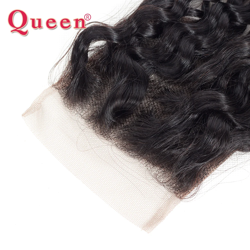 Queen hair перуанский волна воды 3 или 4 Связки с синтетическое закрытие волос Remy натуральные волосы Weave Связки синтетическое закрытие шт./лот