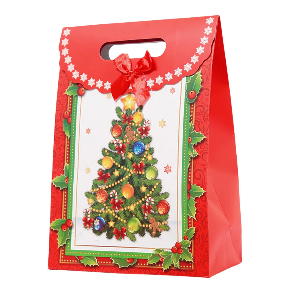Рождество бумажный пакет для конфет закуски елка Подарочная коробка ...