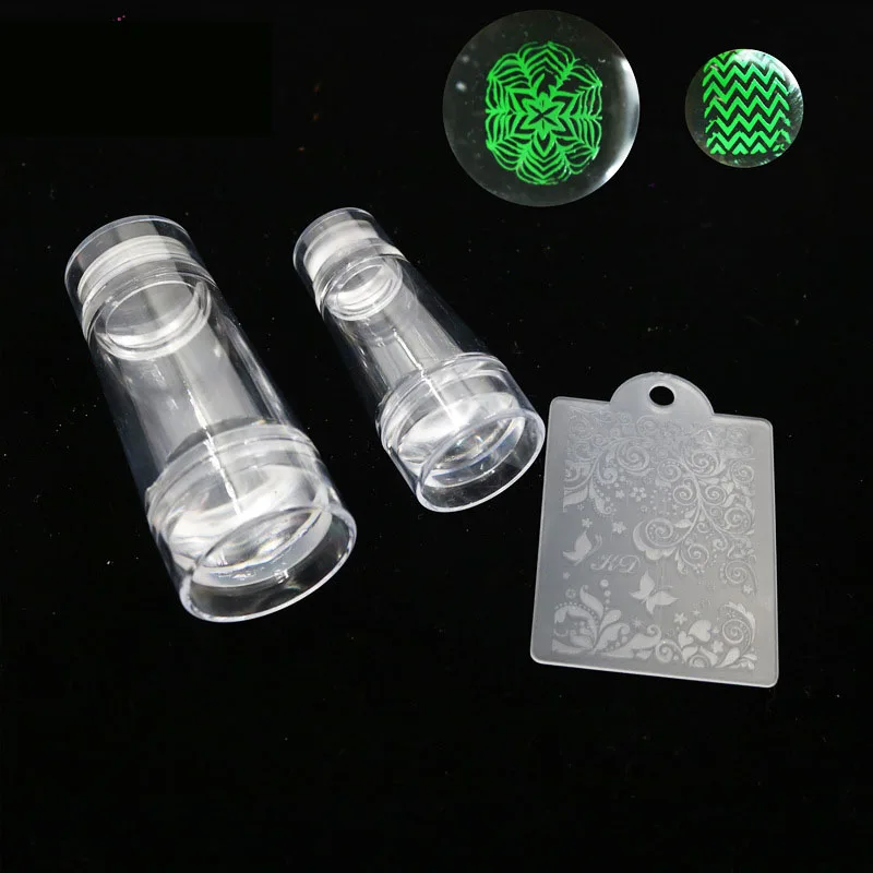 Шаблоны для дизайна ногтей чистые прозрачные силиконовые пластины для штамповки ногтей скребок с крышкой прозрачный штамп для дизайна ногтей