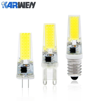 KARWEN COB G4 G9 E14 LED Bulb 3W 6W 9W 12V AC/DC 220V AC Dimmable lampada LED Bulb Replace Halogen Lamp For Chandelier g4 g9 led lamp 6w 10w dc 12v ac 220v lampada g4 led g9 light corn bulb 360 beam crystal chandelier led lamps replace halogen g9
