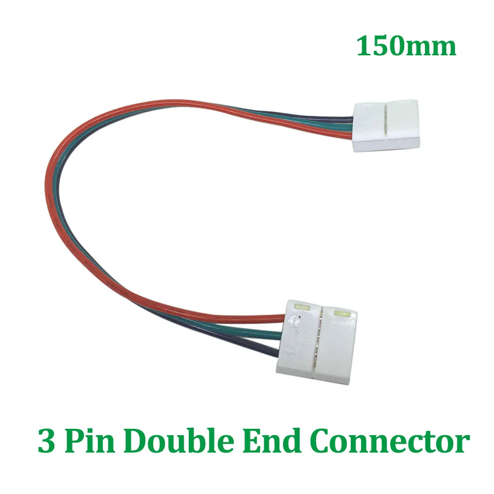 

10pcs 3Pin LED Strip Connector Double End with 15cm Long Cable Solderless DIY Connector for WS2811 WS2812B SK6812 Led Strip