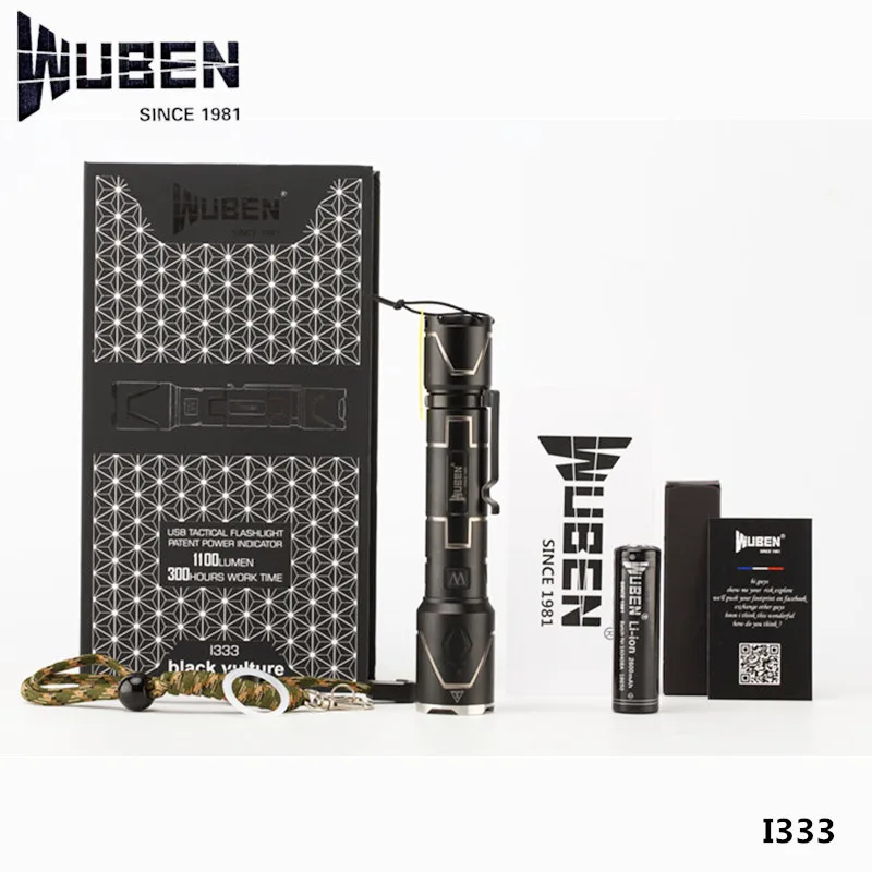 Wuben I333 18650 микро usb зарядка фонарик для самозащиты 1100lm мощный перезаряжаемый
