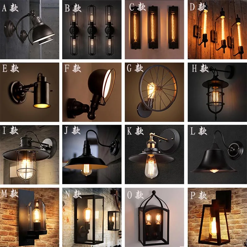 Loft American Iron black lampshade wall lamp vintage cage guard sconce loft lighting fixture modern indoor lighting wall lamps Loft American Iron black lampshade wall lamp vintage cage guard sconce loft lighting fixture modern indoor lighting wall lamps