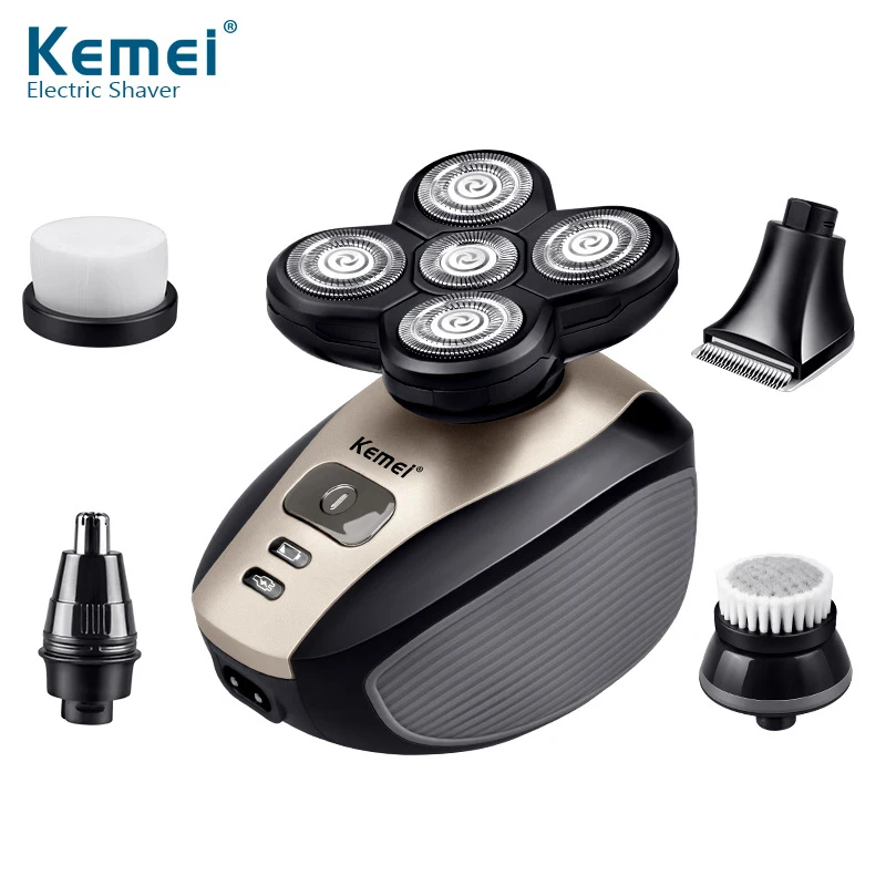

5 In 1 Electric Shaver Multi-function Nose & Sideburns Trimmer & Facial Cleansing Professional 5 Floating Blade Electric Razor