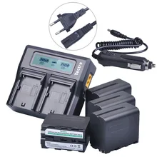 7.2V 7200mAh 4Pcs NP-F970 NP-F960 NPF960 NPF970 battery + 1 Ultra Fast 3X faster Dual Charger for Sony HVR-HD1000 Batteries