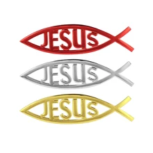 Badge autocollant 3D universel avec Logo de poisson jésus, autocollant décoratif pour voiture et camion, style chrétien