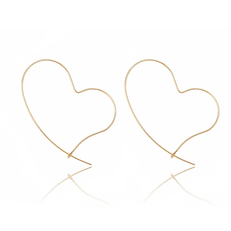 

Heart European and American simple earrings sweet temperament metal line love fashion earrings for Women and Girls Pendientes