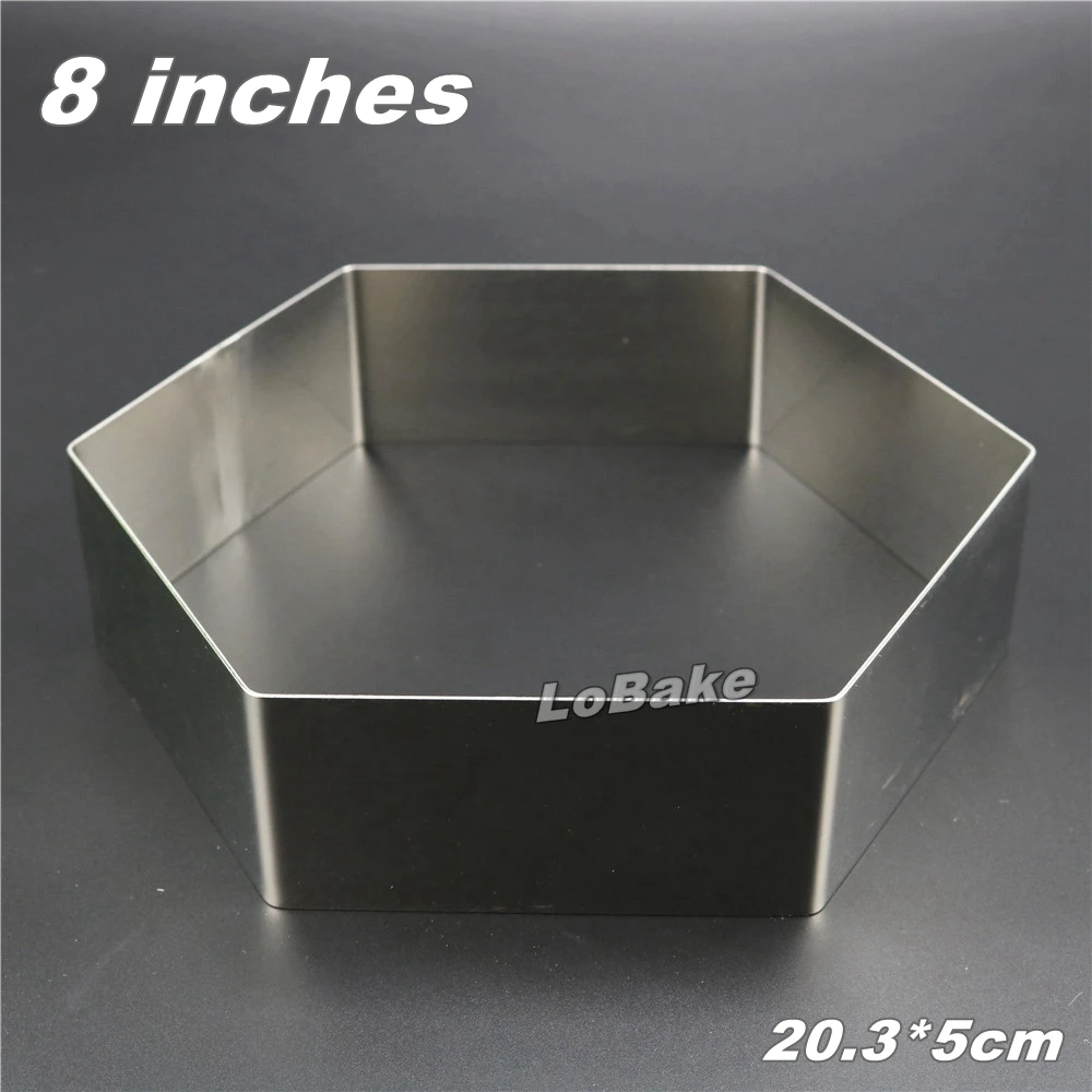 8 inches 5cm height fine stainless steel hexagon shape mousse ring