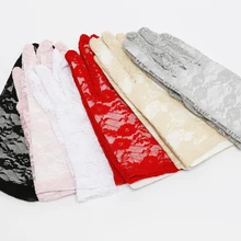 6 цветов,, женские кружевные открытые перчатки, аксессуары для защиты от солнца, противоскользящие кружевные перчатки с рисунком, GLV-0027