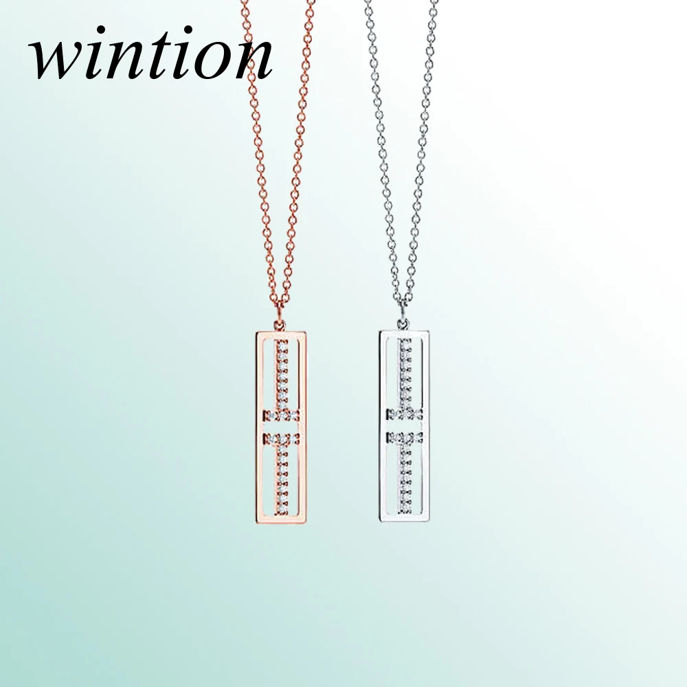 

Wintion tiff rose gold necklace set Original 100% 925 Sterling Silver Women Free Shipping Jewelry High-end Quality Gift Pendant