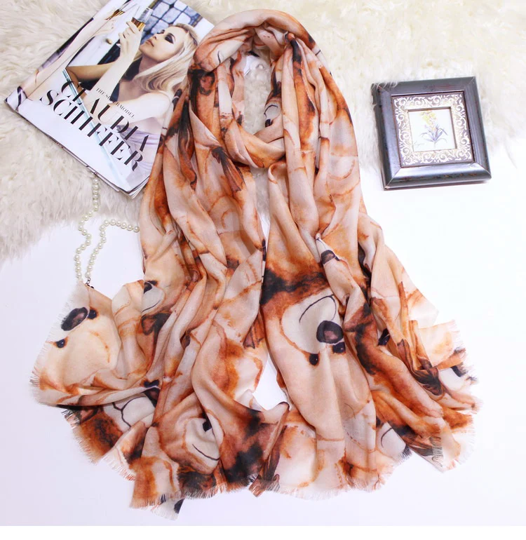 pure cashmere flowers animals print women fashion thin scarf shawl pashmina 100x200cm wholesale retail